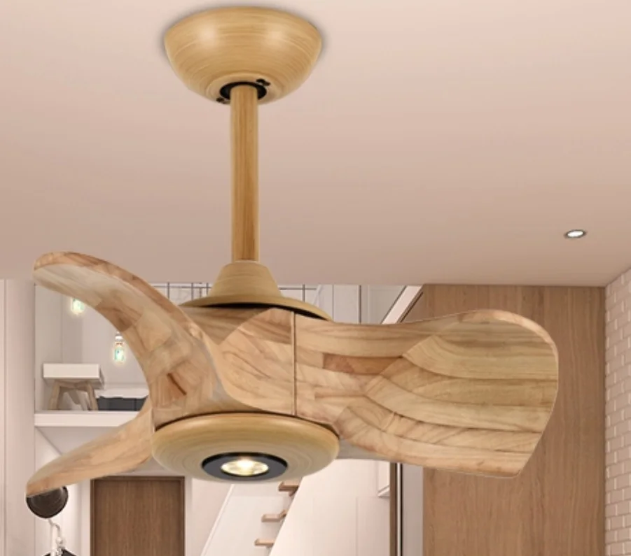 E1016 — Wood blade ceiling fan with light