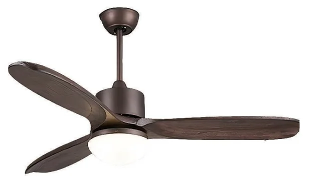 E1033 — Wood blade ceiling fan with light
