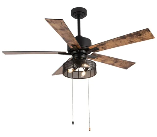 E1035 — Wood blade ceiling fan with light