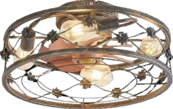 E1075 — Wood blade ceiling fan with light